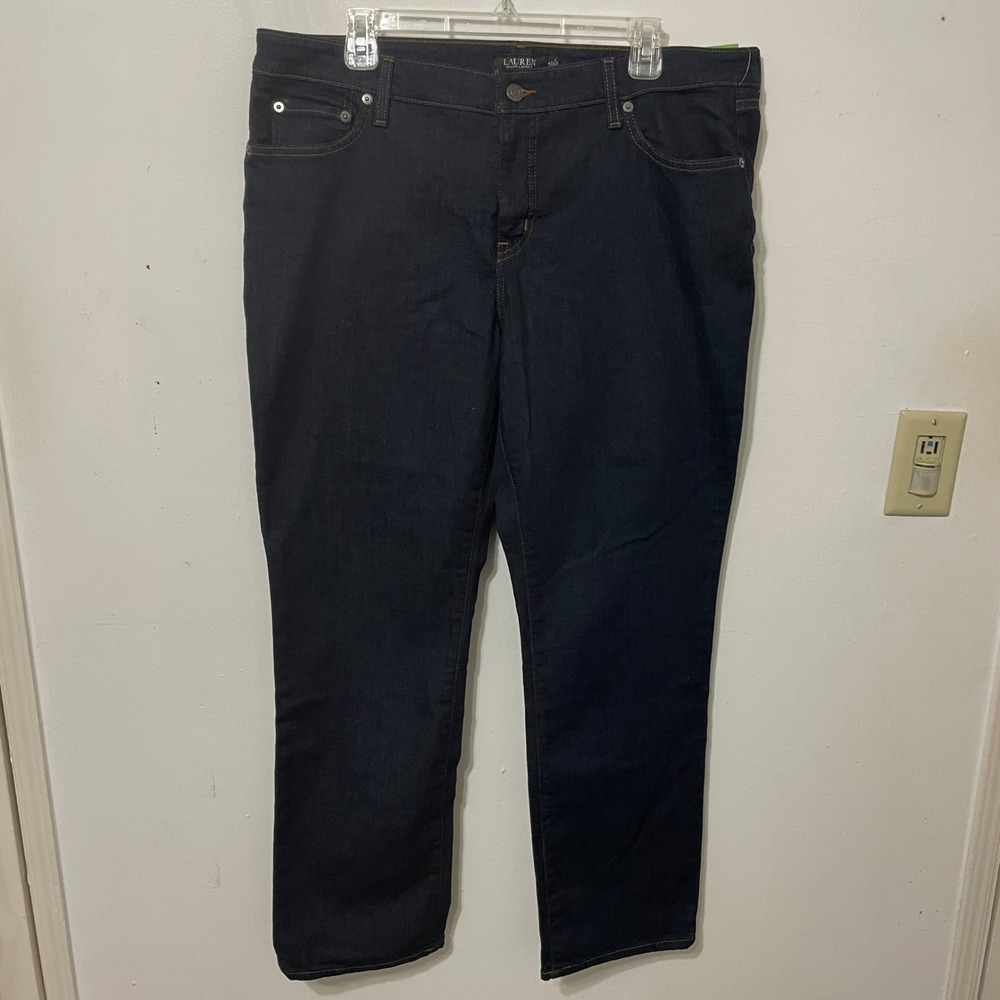 Lauren Ralph Lauren Womens 16W Indigo‎ Blue Straight Leg Denim Jeans High Rise
